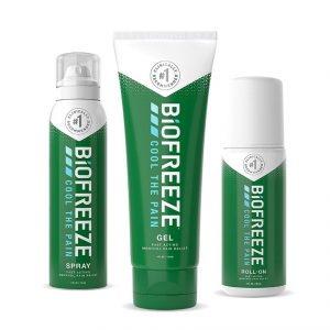 Biofreeze is available in gel, roll-on, and spray forms
