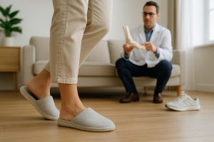 Walking barefoot on hard floors can lead to heel pain and infections. Protect your feet with supportive house shoes designed for comfort and healthy movement.