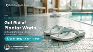 Podiatrist helping a patient get rid of plantar warts permanently