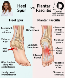 Don't let heel pain slow you down! Is it a spur or fasciitis? Finally get the answer and a personal plan for relief. Call DeNiel Foot & Ankle Center now to reclaim your active life!