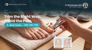 Proper toenail trimming technique to prevent ingrown toenails — DeNiel Foot & Ankle Center.