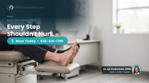 Patient's foot examined by podiatrist in a clinical setting.