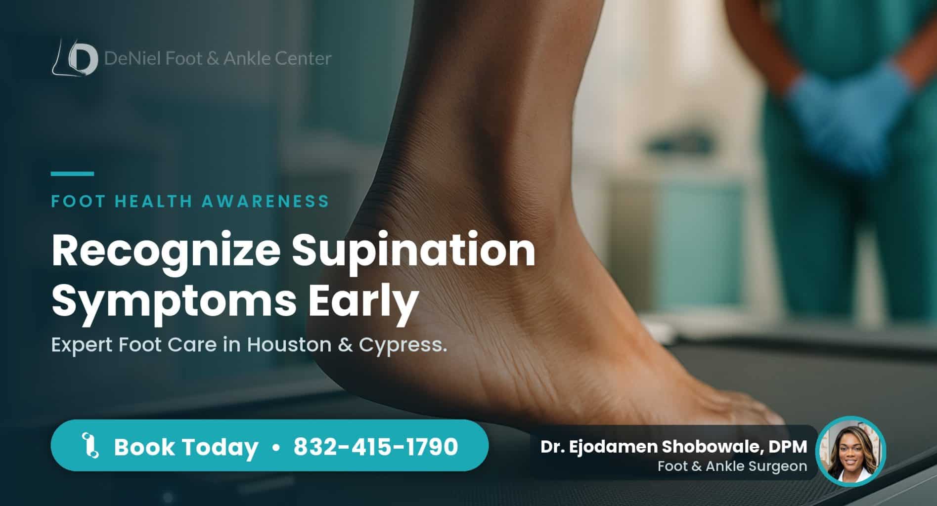 Foot with supination symptoms highlighted during walking analysis.