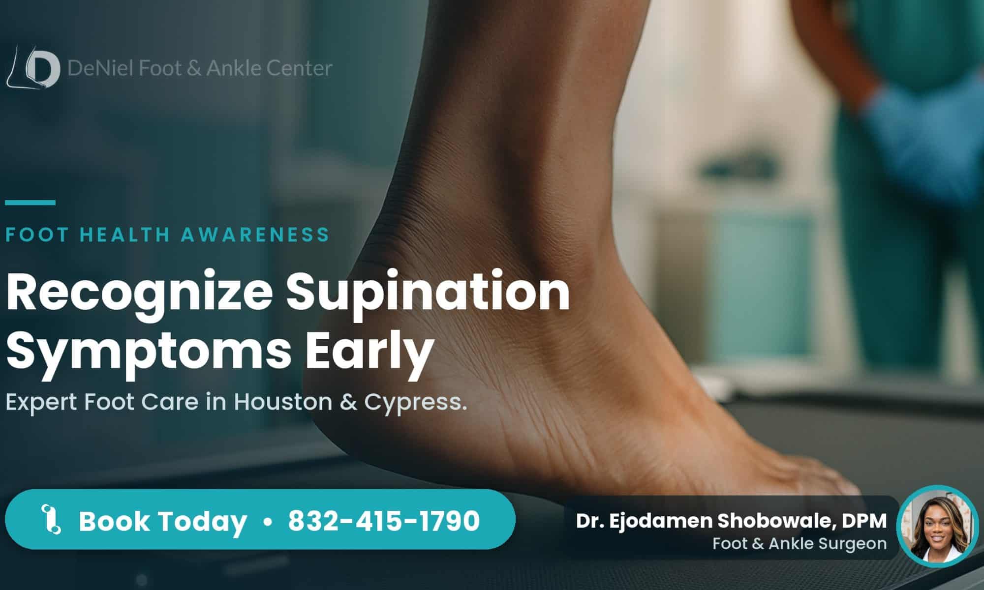 Foot with supination symptoms highlighted during walking analysis.