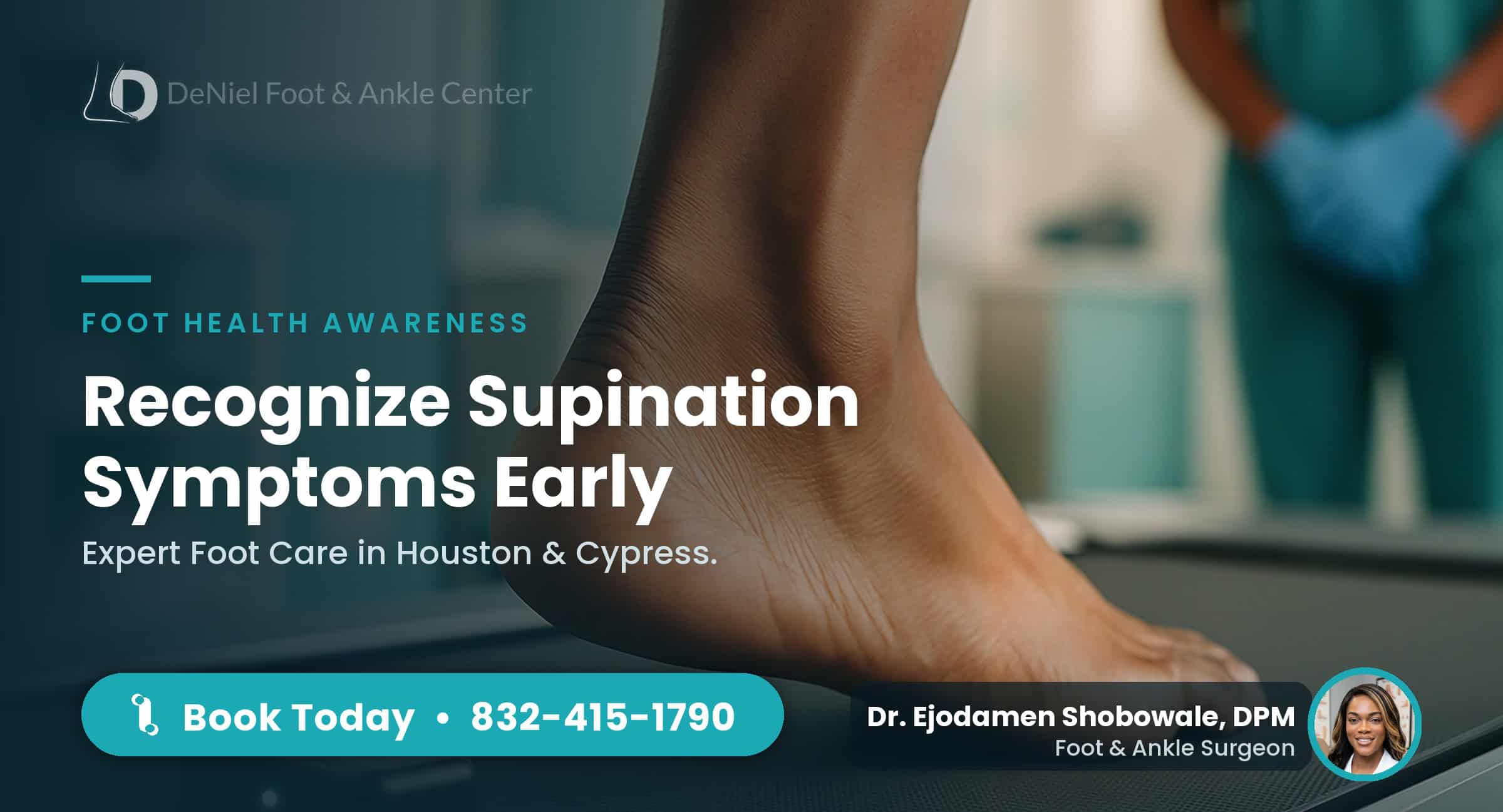 Foot with supination symptoms highlighted during walking analysis.