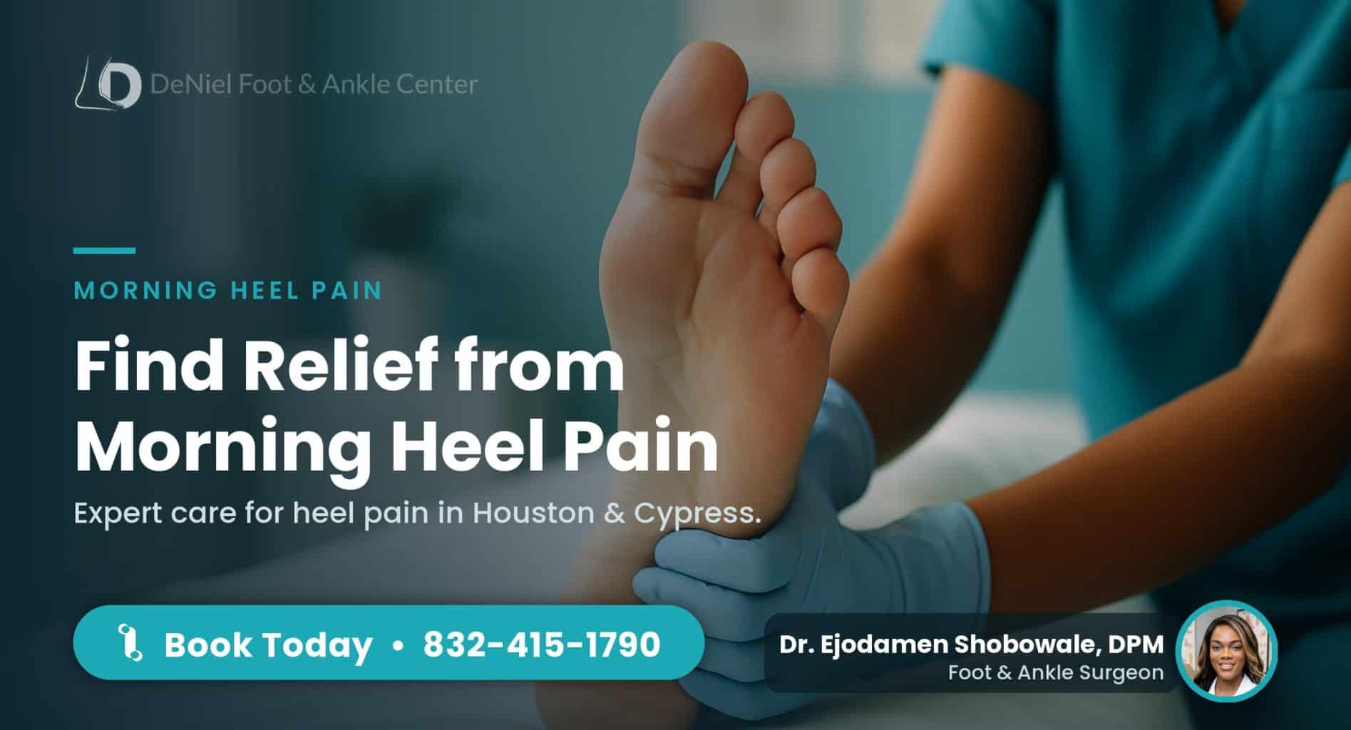 Foot with heel pain in the morning being treated in Houston.