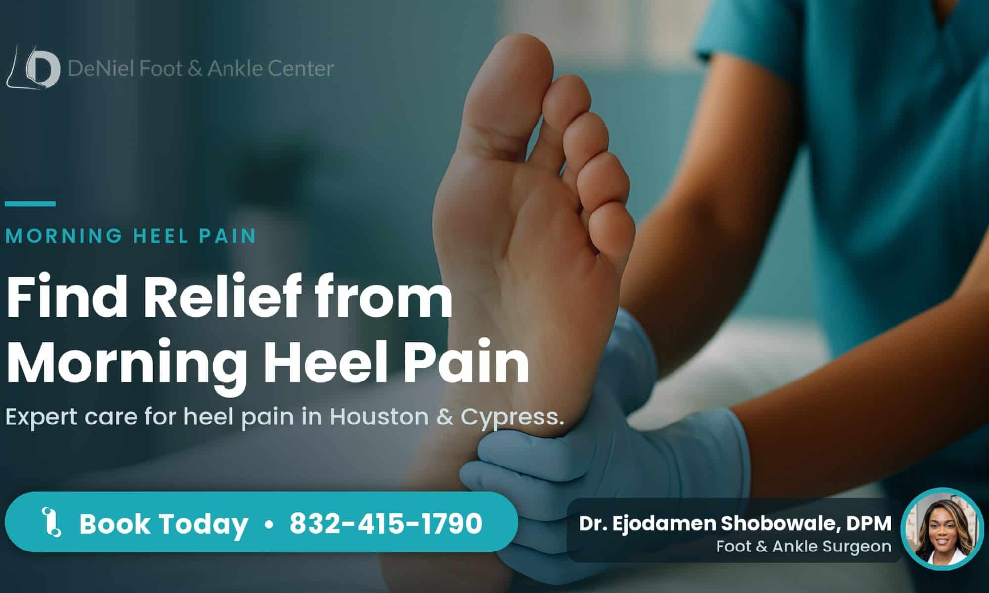 Foot with heel pain in the morning being treated in Houston.