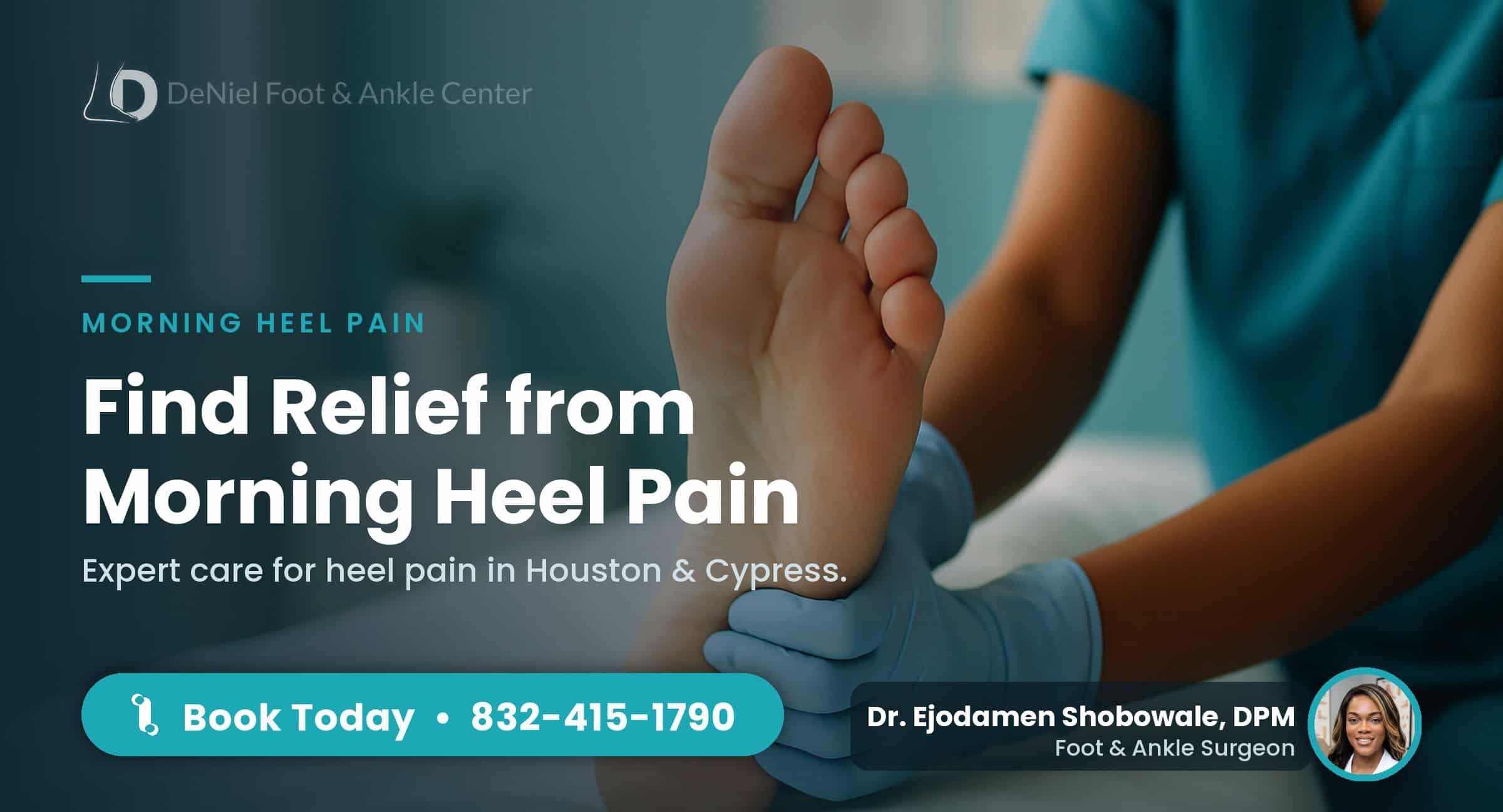 Foot with heel pain in the morning being treated in Houston.