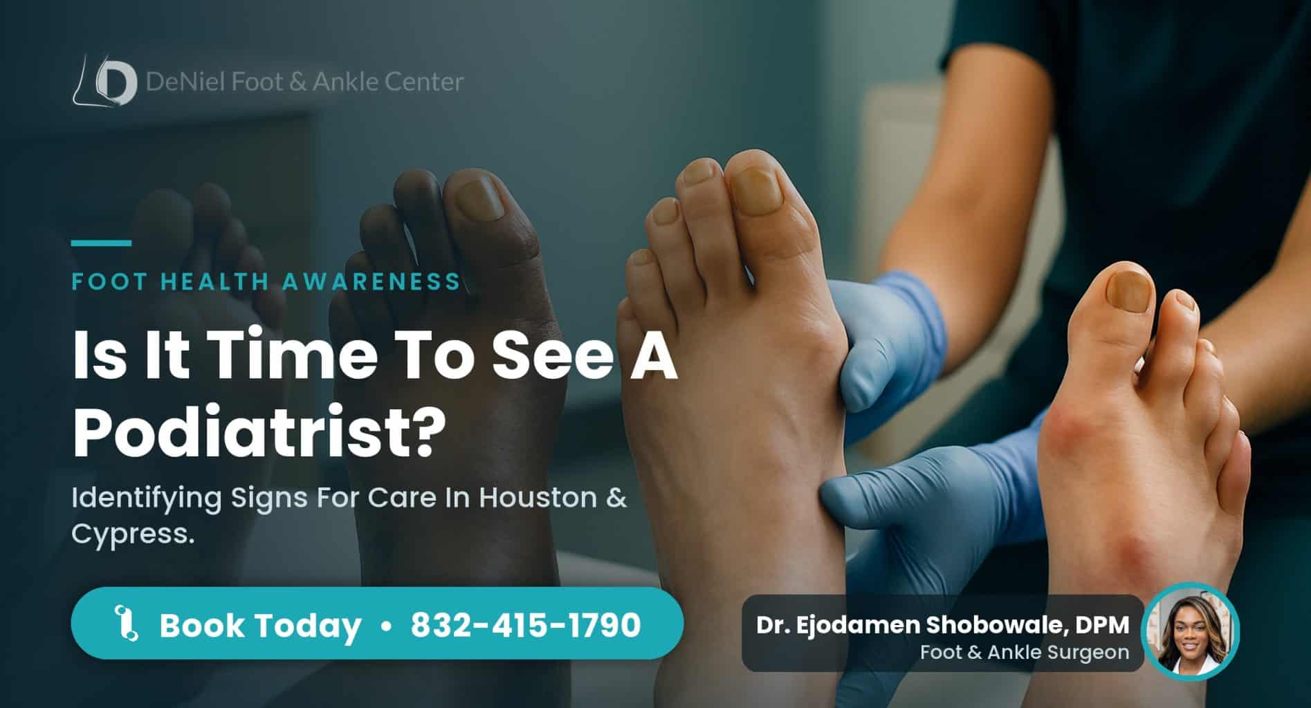 Patients showing various signs to see a podiatrist for foot health.