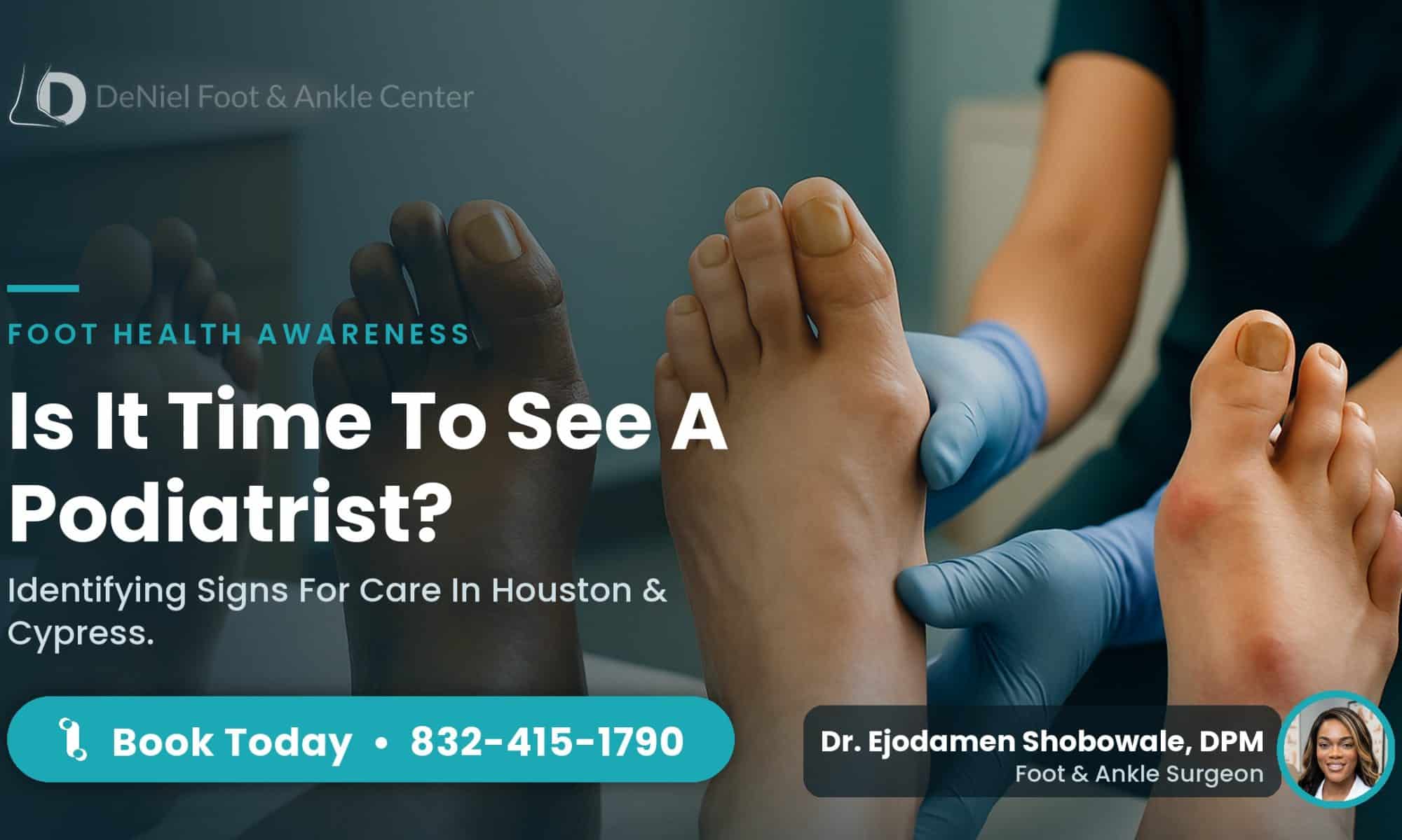 Patients showing various signs to see a podiatrist for foot health.