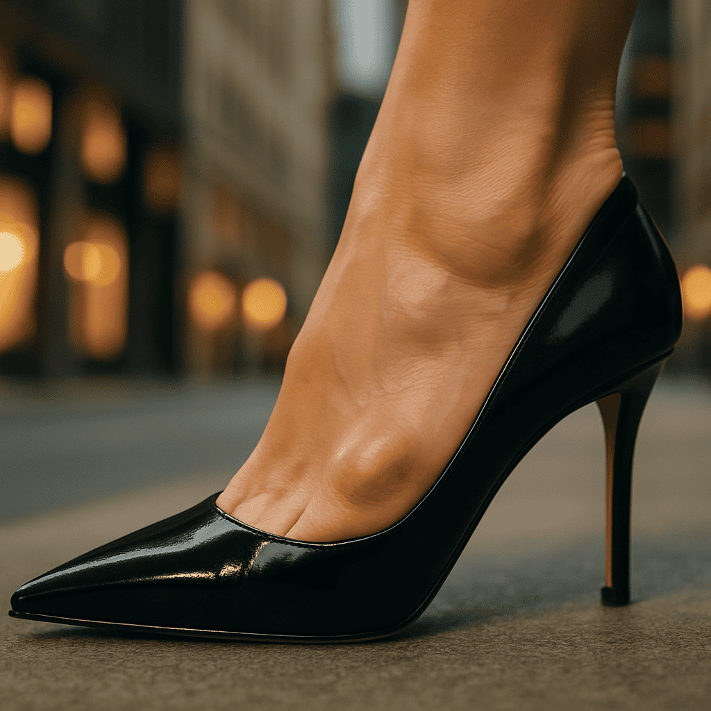 A person, known for her love of high heels, raises awareness about t