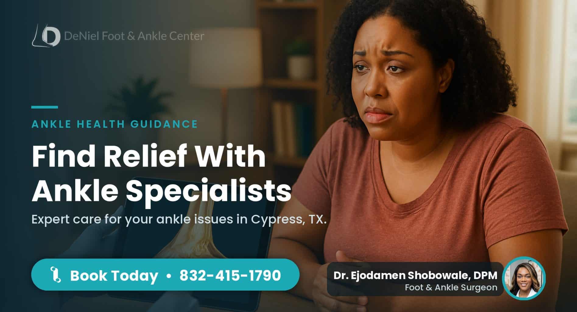 Patient consulting an ankle specialist in Cypress TX.