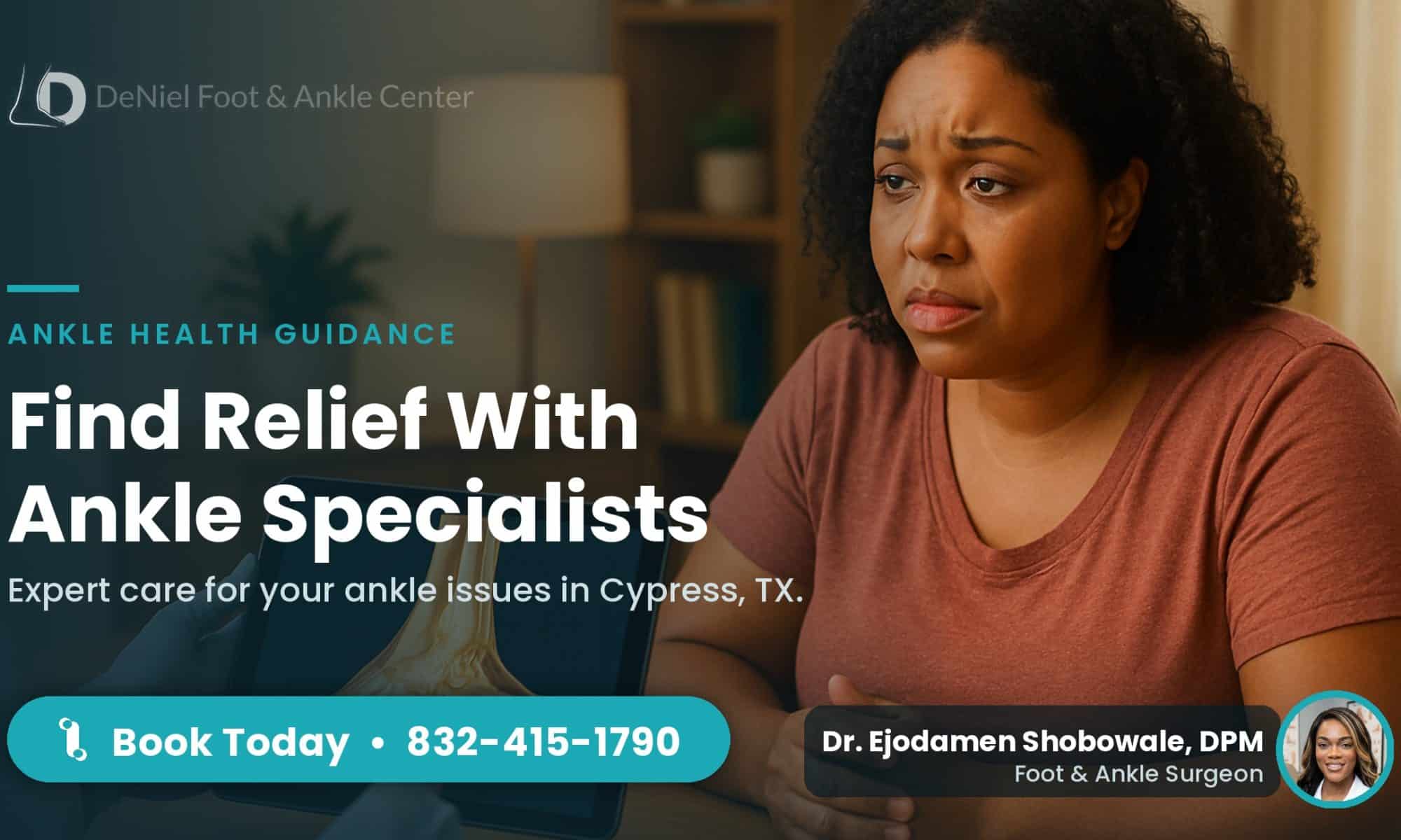 Patient consulting an ankle specialist in Cypress TX.