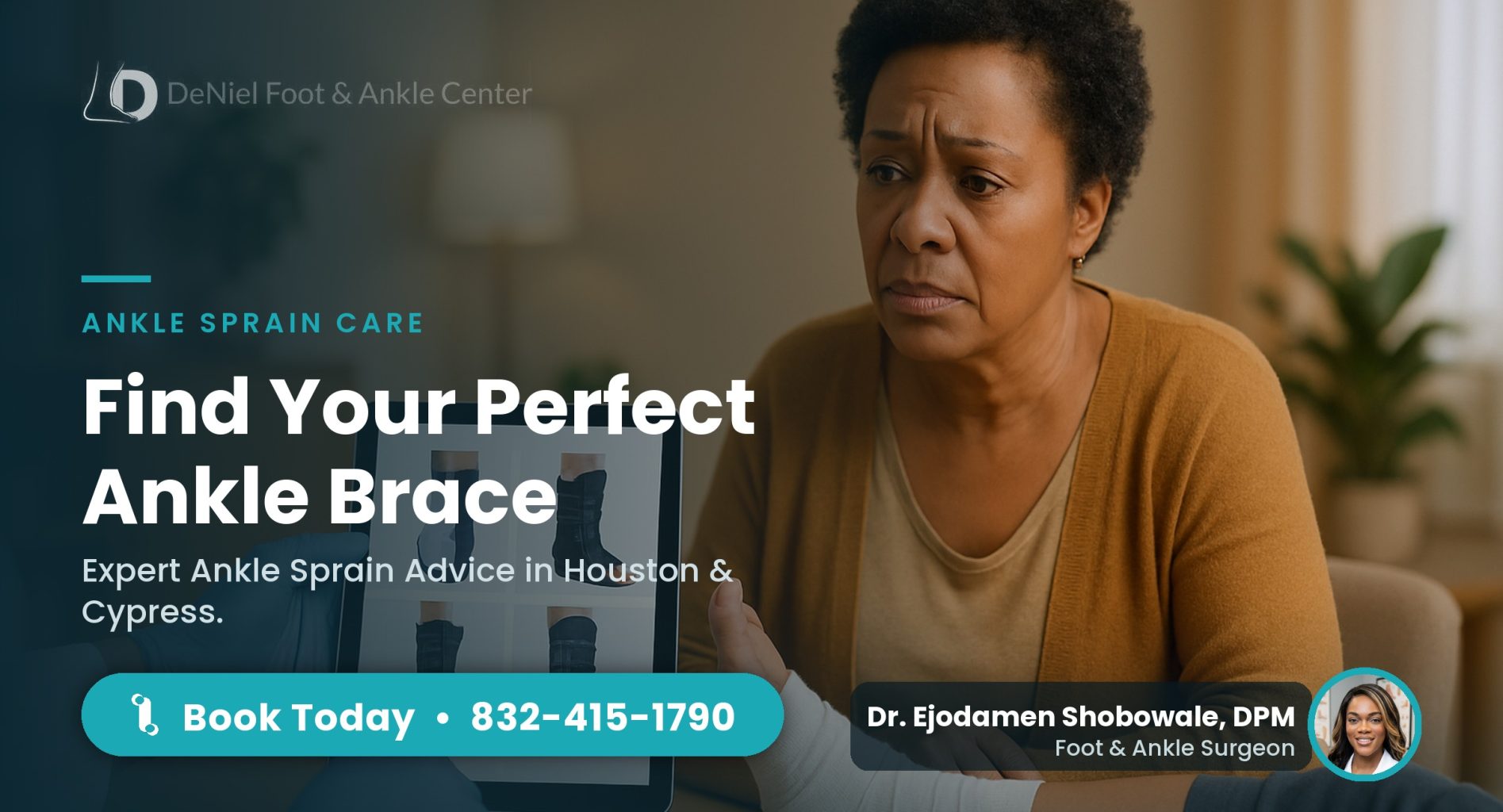 Patient discussing best ankle brace for sprain with clinician.