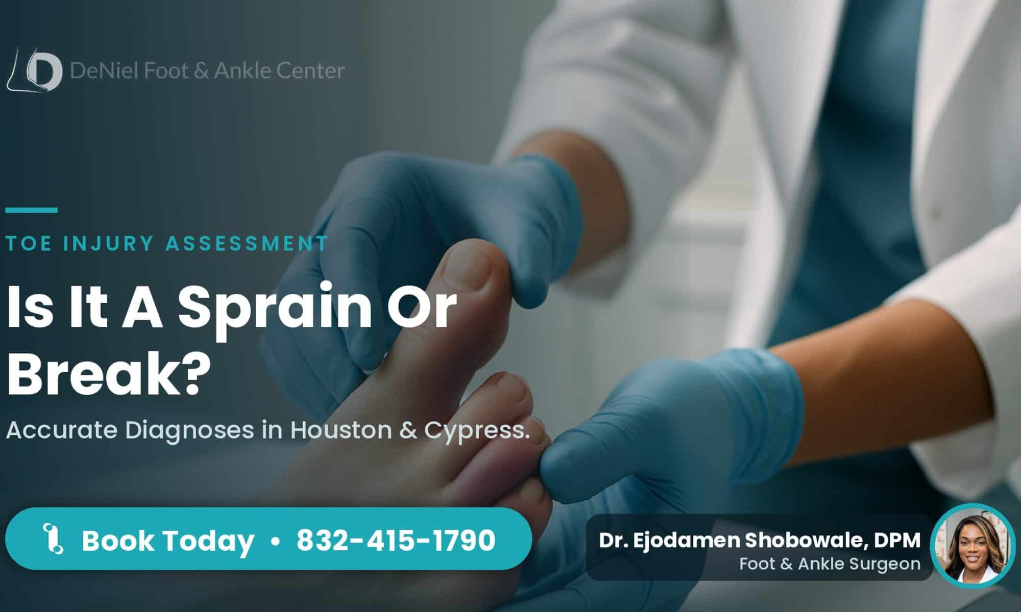 Examination of a potentially broken or sprained toe in a clinic.